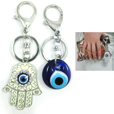 Men Leaf Charms Keychain Women Glass Evil Eye Key Chain Fashion Pendant Keyring